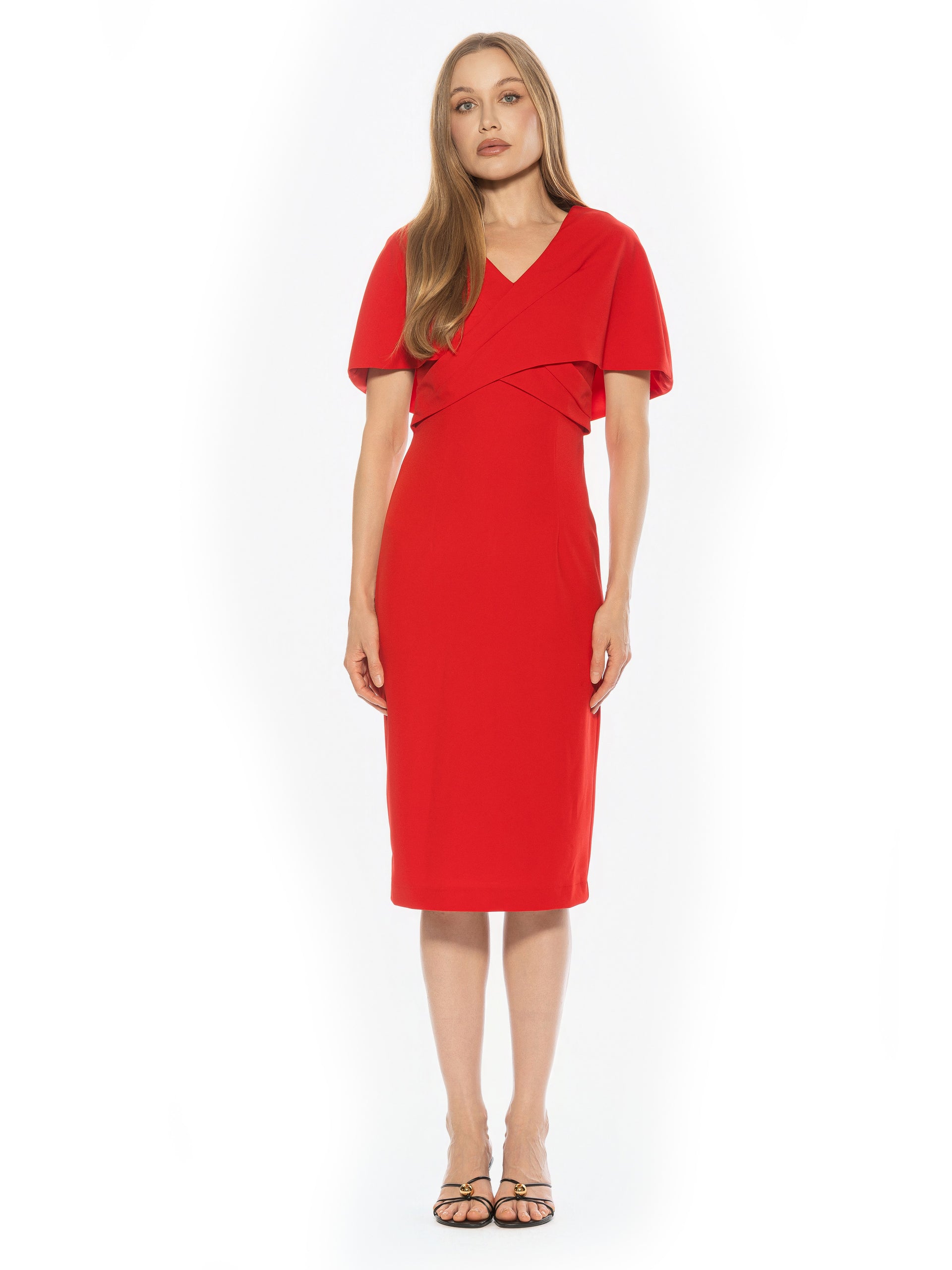 Alexia Admor Women's Noor Wrap Bodice Sheath Midi Dress, Sage, Medium