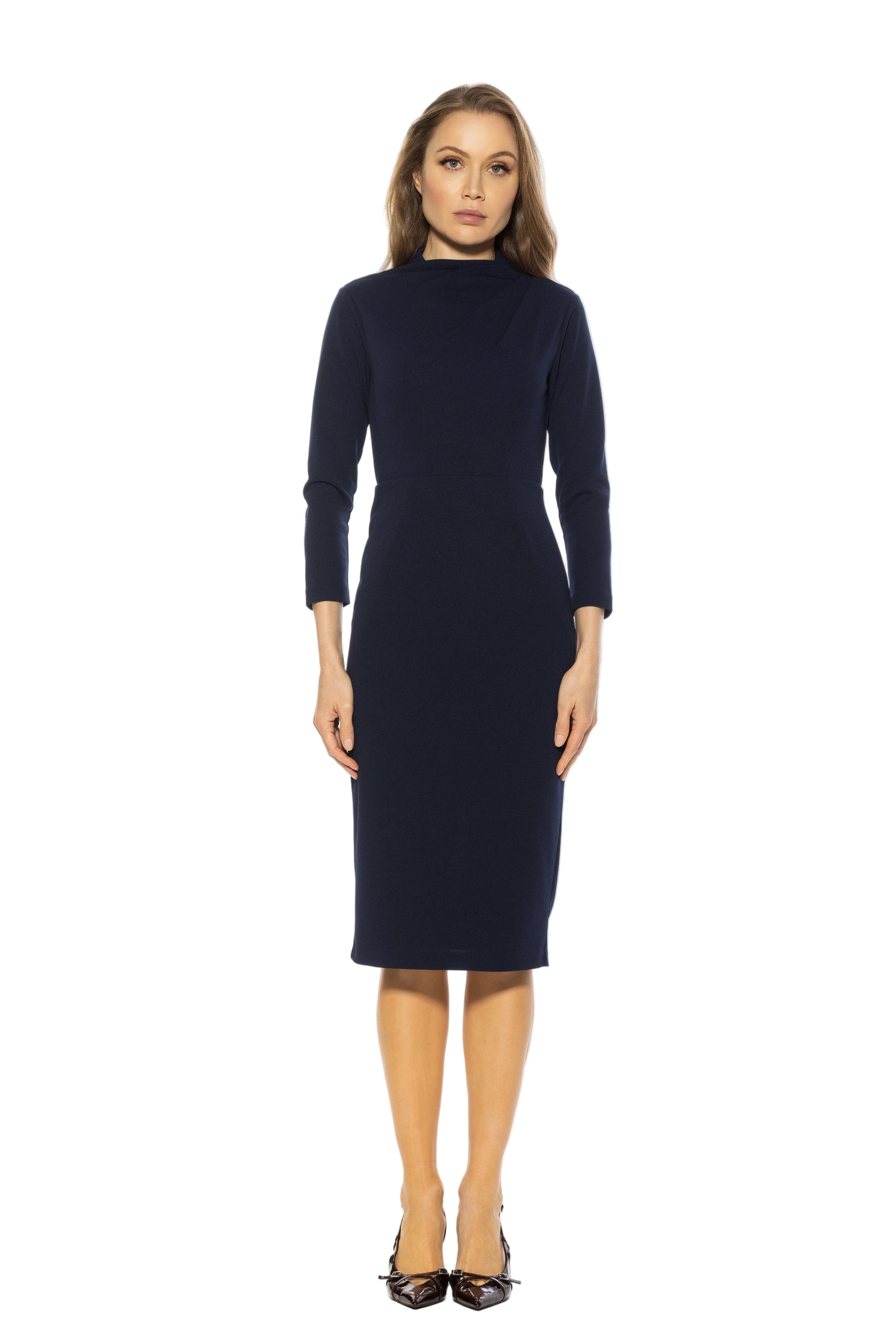 Alexia Admor Women's Mika Mockneck Draped Sheath Dress, XL Alexia Admor Women's Mika Mockneck Draped Sheath Dress, XL