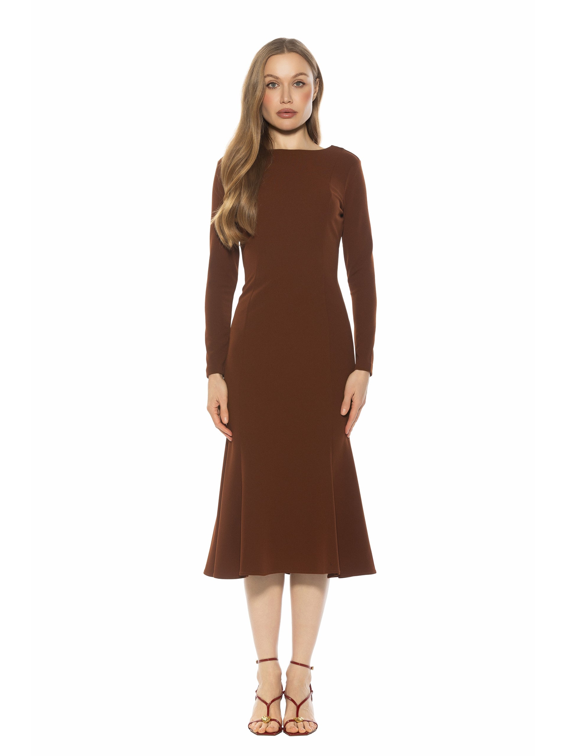 Alexia Admor Women's Liora Crewneck Midi Flared Dress, Large
