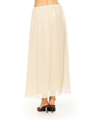 Back view ivory max skirt elastic waist.