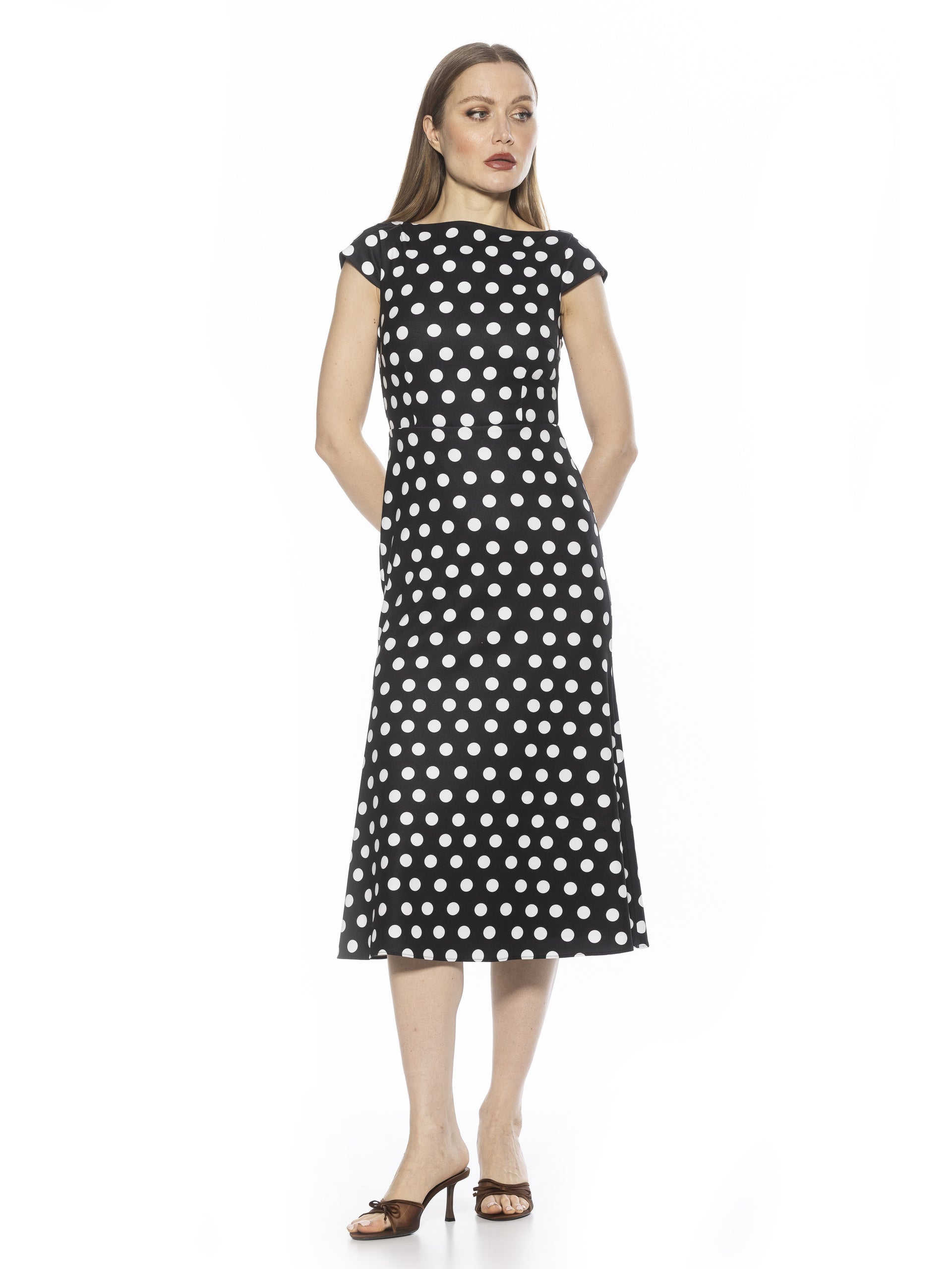 alexia admor cap sleeve midi dress Alexia Admor Women's Loreli Boatneck Midi Dress, Ivory, XS