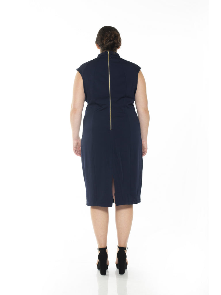 Katrina V-Neck Midi Dress - Plus Size - ALEXIA ADMOR