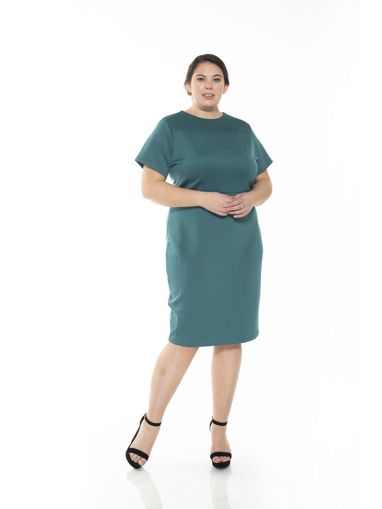 Kristina Scuba Midi Sheath Dress - Plus Size - ALEXIA ADMOR
