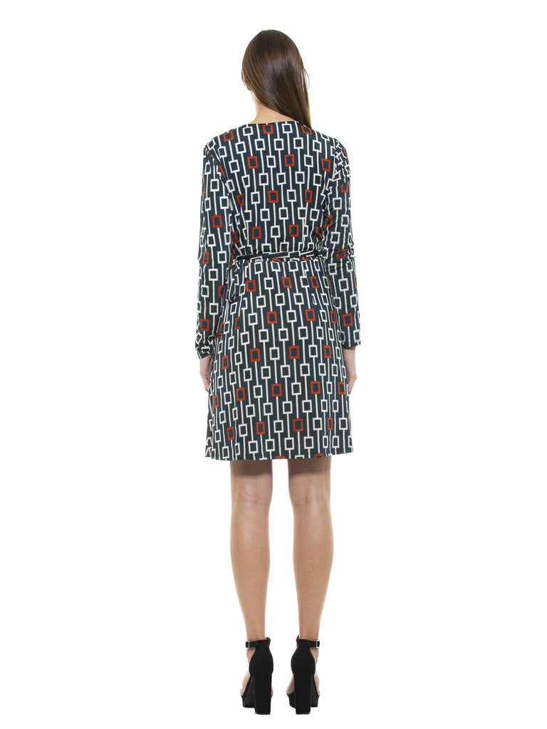 Diana Geo Print Wrap Dress - ALEXIA ADMOR