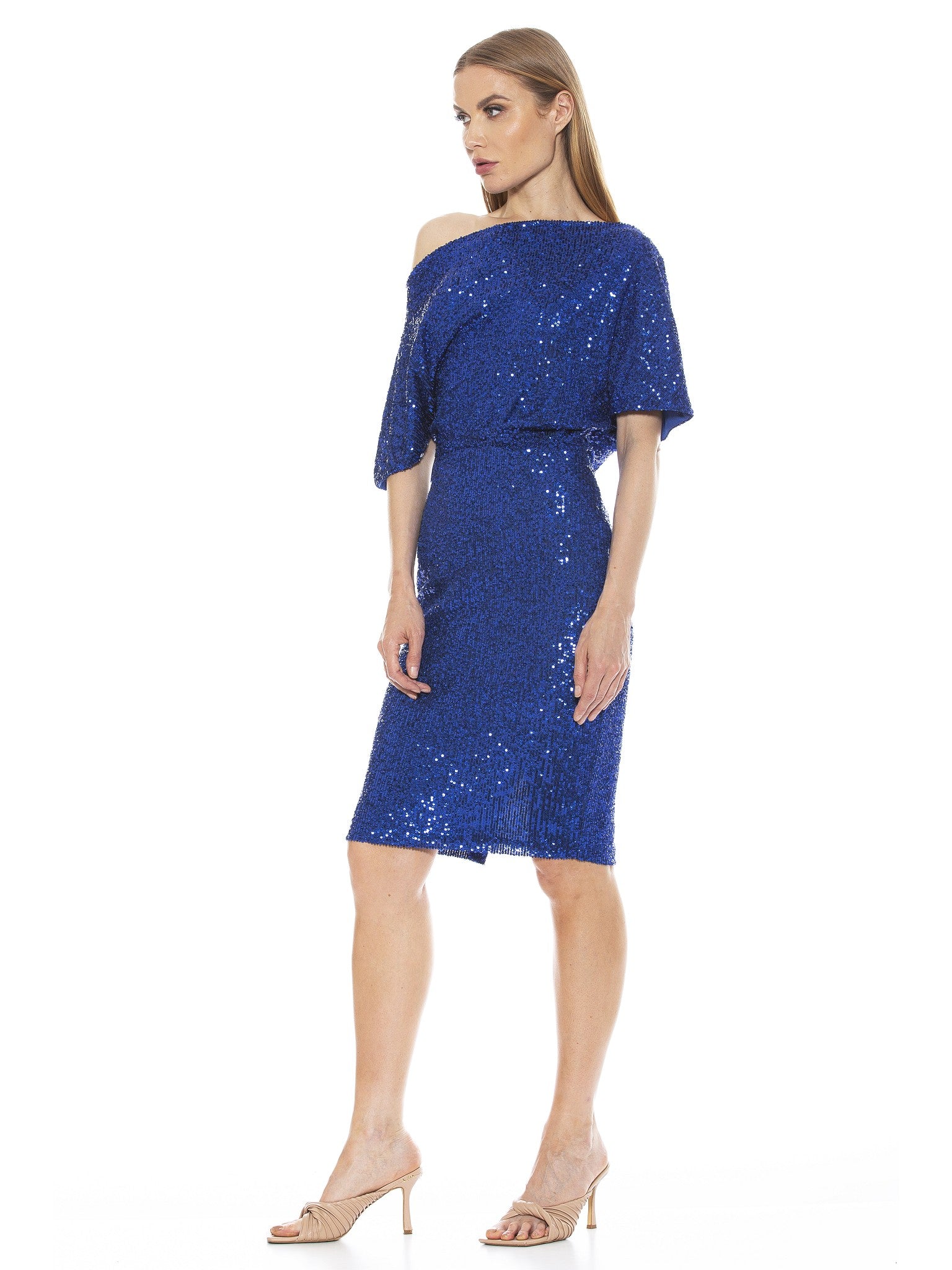 Olivia Draped One Shoulder Sheath - ALEXIA ADMOR