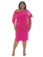 Olivia Draped One Shoulder Sheath - Plus Size - ALEXIA ADMOR
