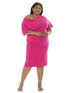 Olivia Draped One Shoulder Sheath - Plus Size - ALEXIA ADMOR