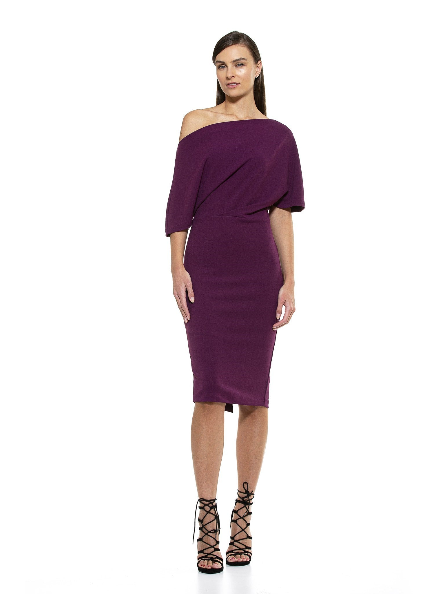 Olivia Draped One Shoulder Sheath - ALEXIA ADMOR