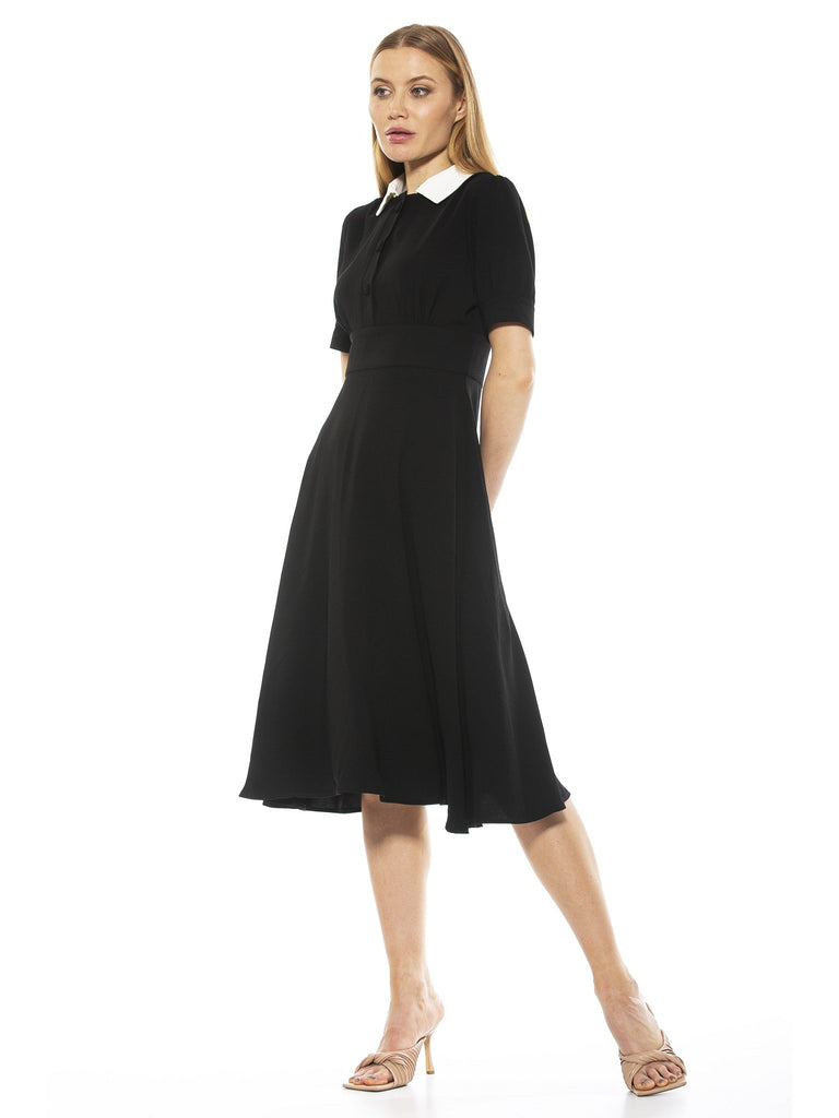 Emery Cap Sleeve Collared Fit and Flare Dress - ALEXIA ADMOR