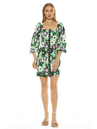 SAMMIE SQUARENECK SHEATH W/ ILLUSION SHEER SLVS - ALEXIA ADMOR