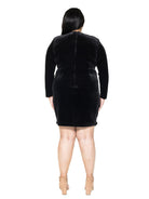 Juliana Velvet V Neck Draped Dress - Plus Size - ALEXIA ADMOR