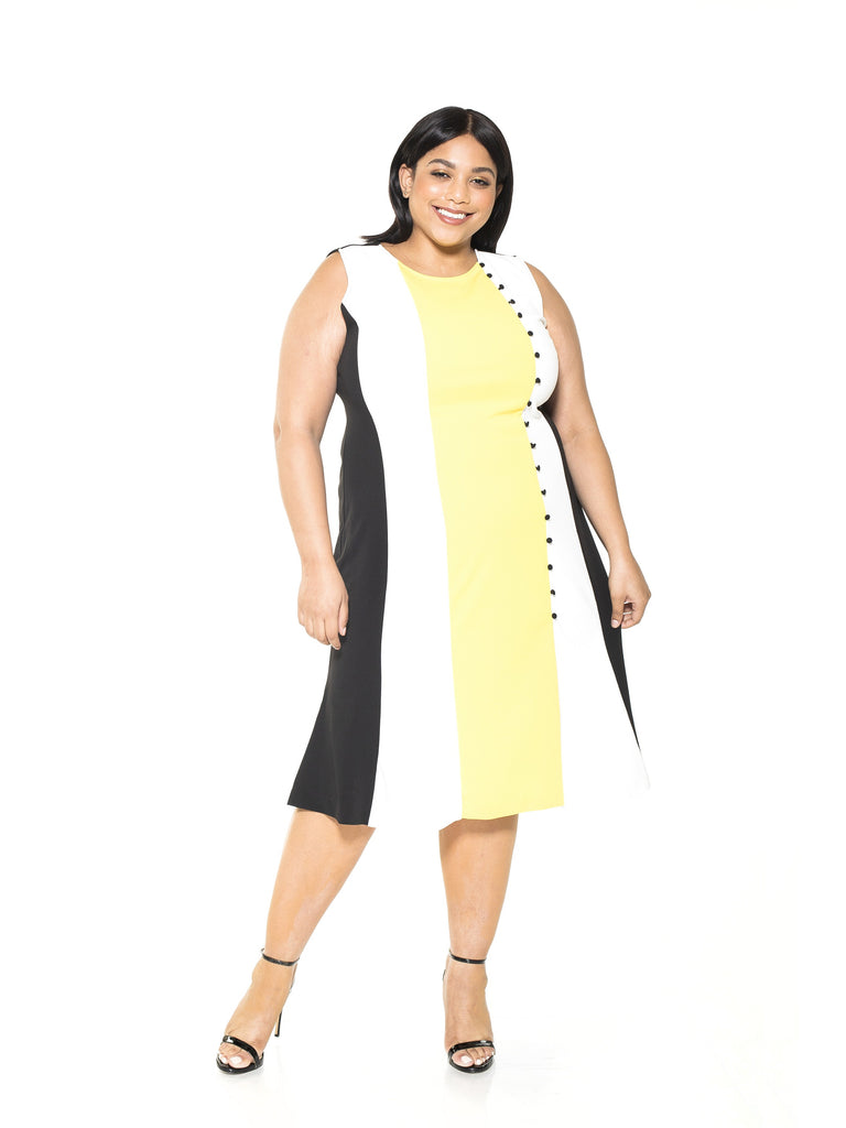 Anna Midi Colorblock Dress - Plus Size - ALEXIA ADMOR