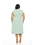 LILY CREWNECK MIDI DRESS W/ SLIT - Plus Size - ALEXIA ADMOR