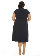 LILY CREWNECK MIDI DRESS W/ SLIT - Plus Size - ALEXIA ADMOR