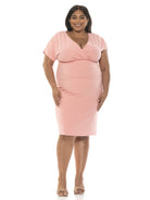 NAOMI DRAPE SURPLICE SHEATH - Plus Size - ALEXIA ADMOR