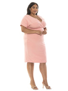 NAOMI DRAPE SURPLICE SHEATH - Plus Size - ALEXIA ADMOR