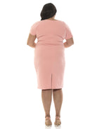 NAOMI DRAPE SURPLICE SHEATH - Plus Size - ALEXIA ADMOR
