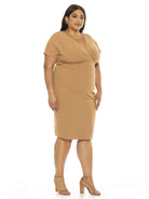 NAOMI DRAPE SURPLICE SHEATH - Plus Size - ALEXIA ADMOR