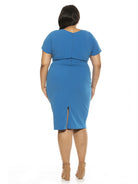 NAOMI DRAPE SURPLICE SHEATH - Plus Size - ALEXIA ADMOR