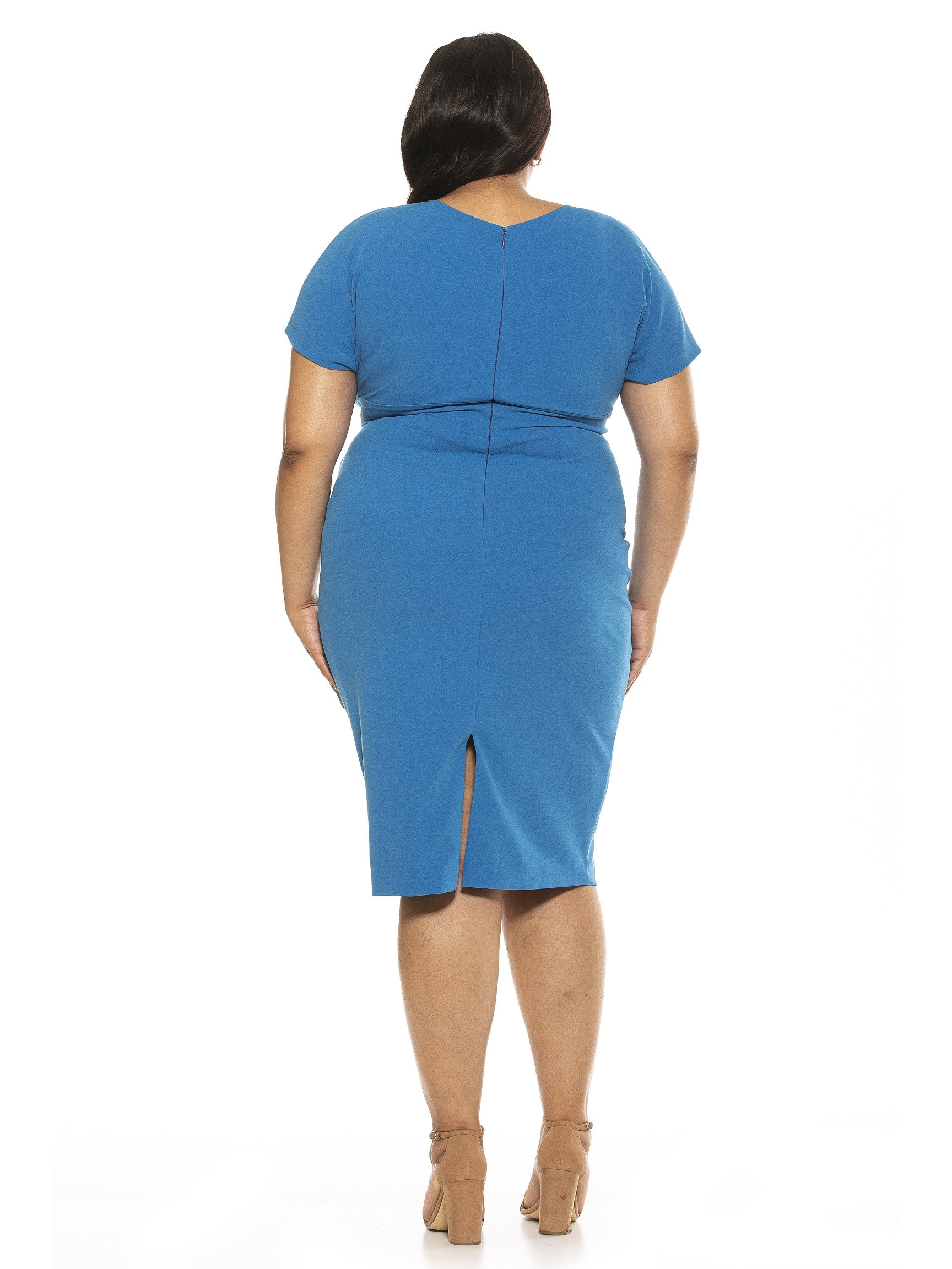 NAOMI DRAPE SURPLICE SHEATH - Plus Size - ALEXIA ADMOR