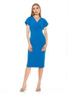 Naomi Drape Surplice Sheath Dress - ALEXIA ADMOR