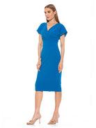 Naomi Drape Surplice Sheath Dress - ALEXIA ADMOR
