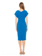 Naomi Drape Surplice Sheath Dress - ALEXIA ADMOR