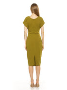 Naomi Drape Surplice Sheath Dress - ALEXIA ADMOR