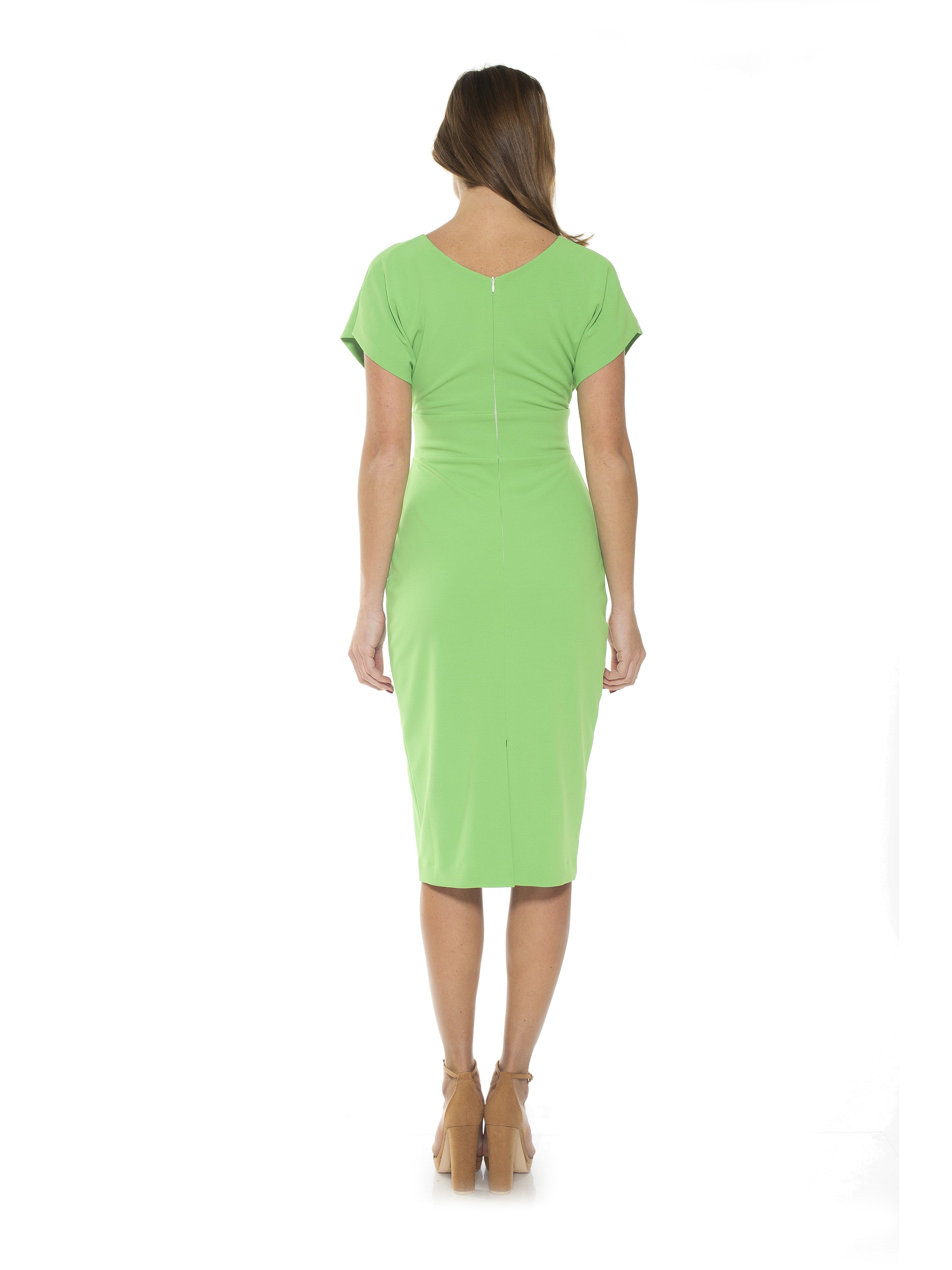 Naomi Drape Surplice Sheath Dress - ALEXIA ADMOR