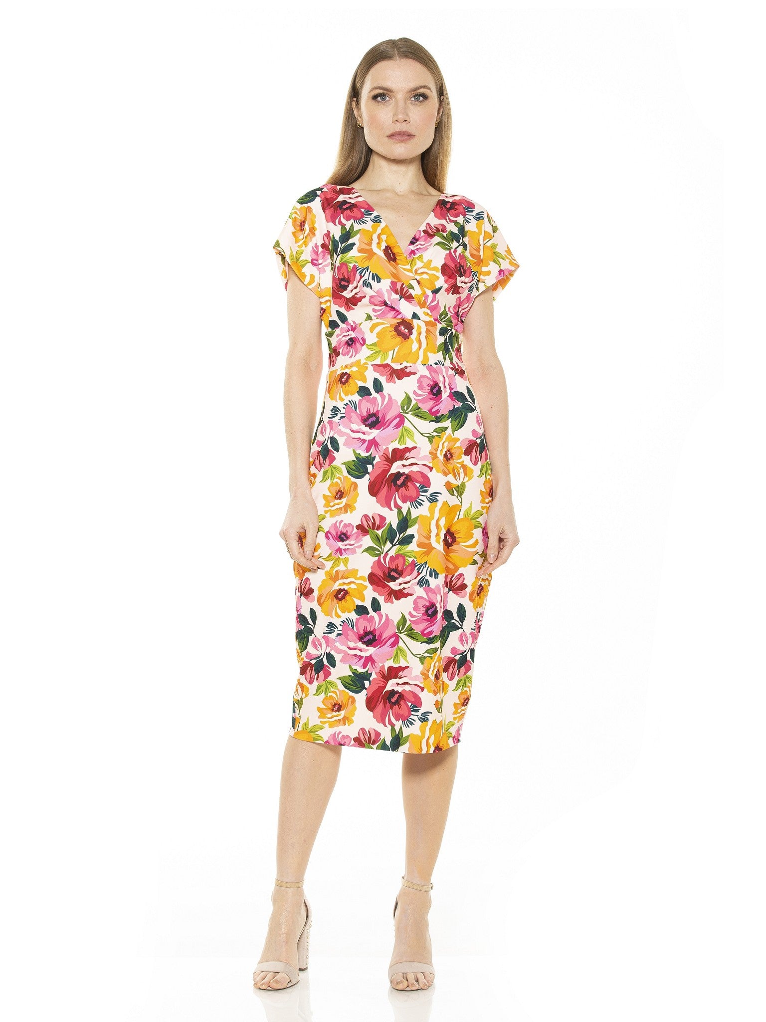 Naomi Drape Surplice Sheath Dress - ALEXIA ADMOR