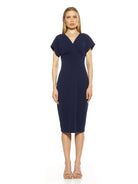 Naomi Drape Surplice Sheath Dress - ALEXIA ADMOR