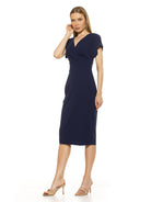 Naomi Drape Surplice Sheath Dress - ALEXIA ADMOR