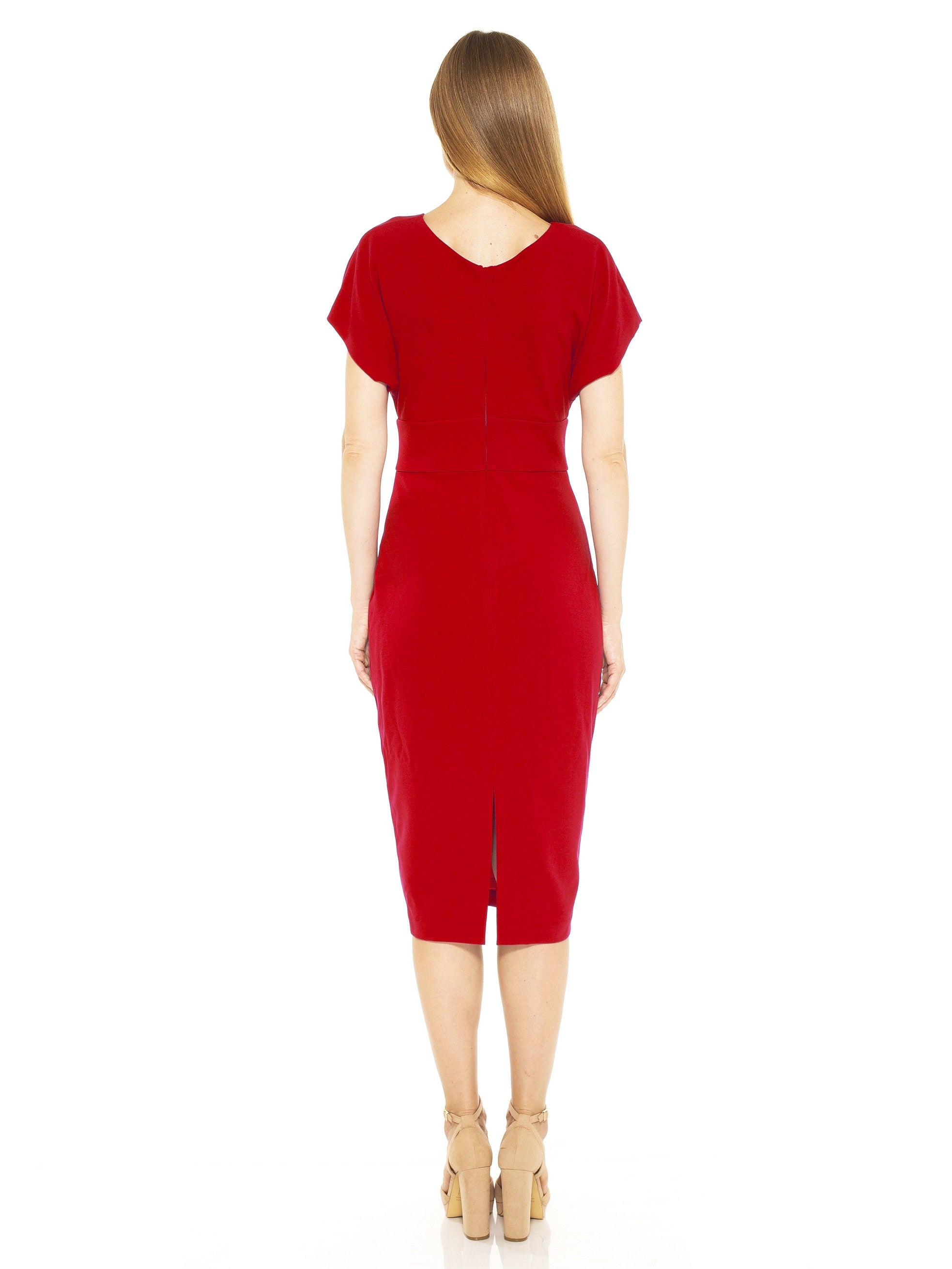 Naomi Drape Surplice Sheath Dress - ALEXIA ADMOR