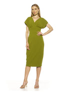 Naomi Drape Surplice Sheath Dress - ALEXIA ADMOR