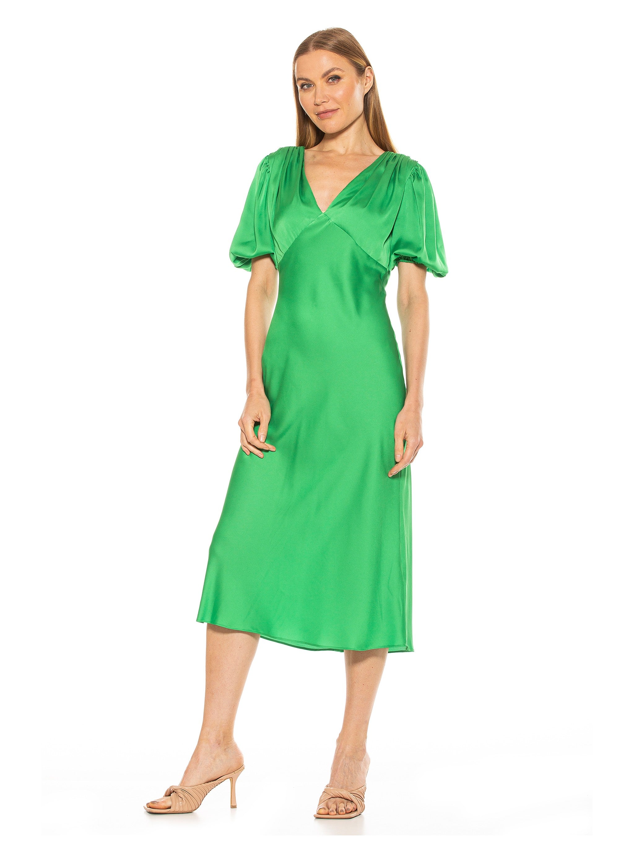 alexia admor satin midi dress Alexia Admor Anna Mockneck Draped Midi Dress