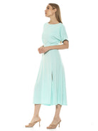 Lana Draped Bodice Midi Dress With Slit - ALEXIA ADMOR