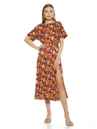 Lana Draped Bodice Midi Dress With Slit - ALEXIA ADMOR