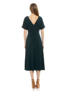 Lana Draped Bodice Midi Dress With Slit - ALEXIA ADMOR