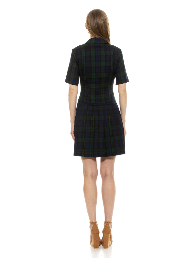 SHORT SLEEVE DROPPED WAIST FIT & FLARE COLLARED DR - ALEXIA ADMOR