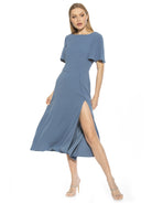 ASTER BOATNECK FLUTTER SLV FIT AND FLARE WITH SLIT - ALEXIA ADMOR