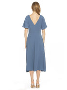 ASTER BOATNECK FLUTTER SLV FIT AND FLARE WITH SLIT - ALEXIA ADMOR