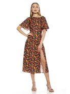 ASTER BOATNECK FLUTTER SLV FIT AND FLARE WITH SLIT - ALEXIA ADMOR