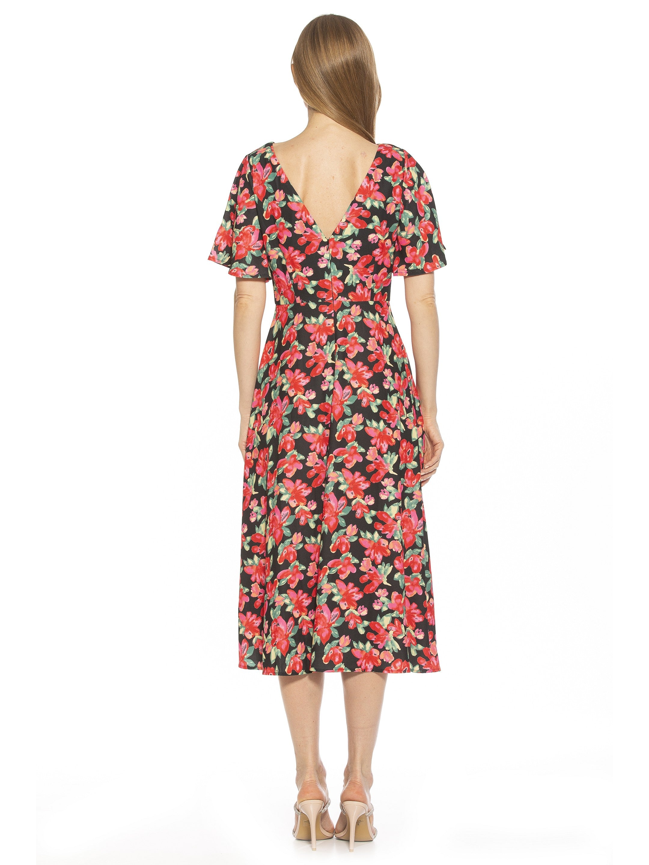 ASTER BOATNECK FLUTTER SLV FIT AND FLARE WITH SLIT - ALEXIA ADMOR