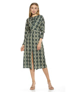 CARIE CREWNECK DRAPED MIDI DRESS WITH FRONT SLIT - ALEXIA ADMOR