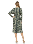 CARIE CREWNECK DRAPED MIDI DRESS WITH FRONT SLIT - ALEXIA ADMOR