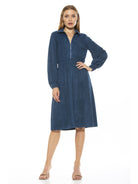 HAILEY COLLAR FIT AND FLARE SUEDE DRESS - ALEXIA ADMOR