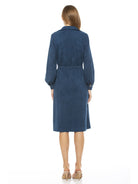 HAILEY COLLAR FIT AND FLARE SUEDE DRESS - ALEXIA ADMOR