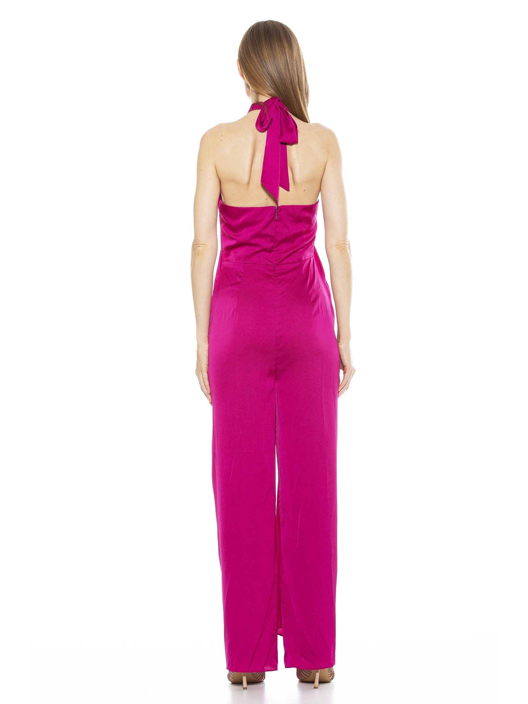 CHRISSY CRISS CROSS HALTER JUMPSUIT - ALEXIA ADMOR