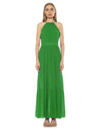KIRA RUFFLE HALTER MAXI WITH LACE UP BACK - ALEXIA ADMOR
