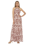 KIRA RUFFLE HALTER MAXI WITH LACE UP BACK - ALEXIA ADMOR